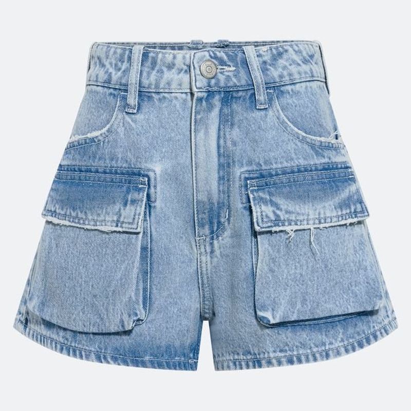 Promoção de Shorts Jeans Feminino Cargo Azul Médio - CT