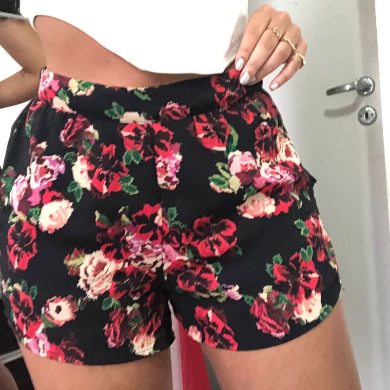 Short florido best sale feminino cintura alta