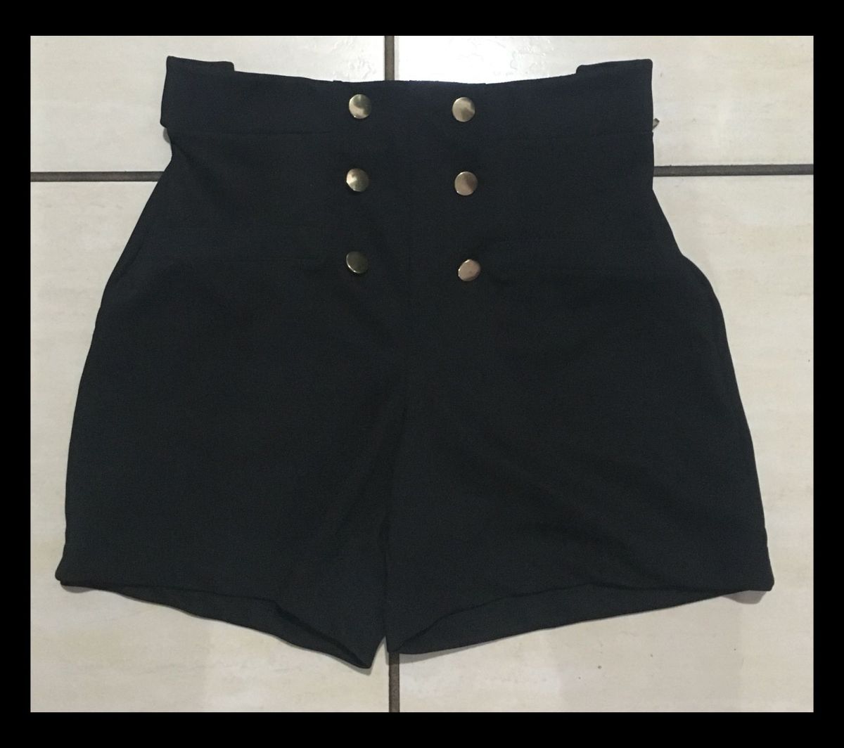 short cintura alta preto