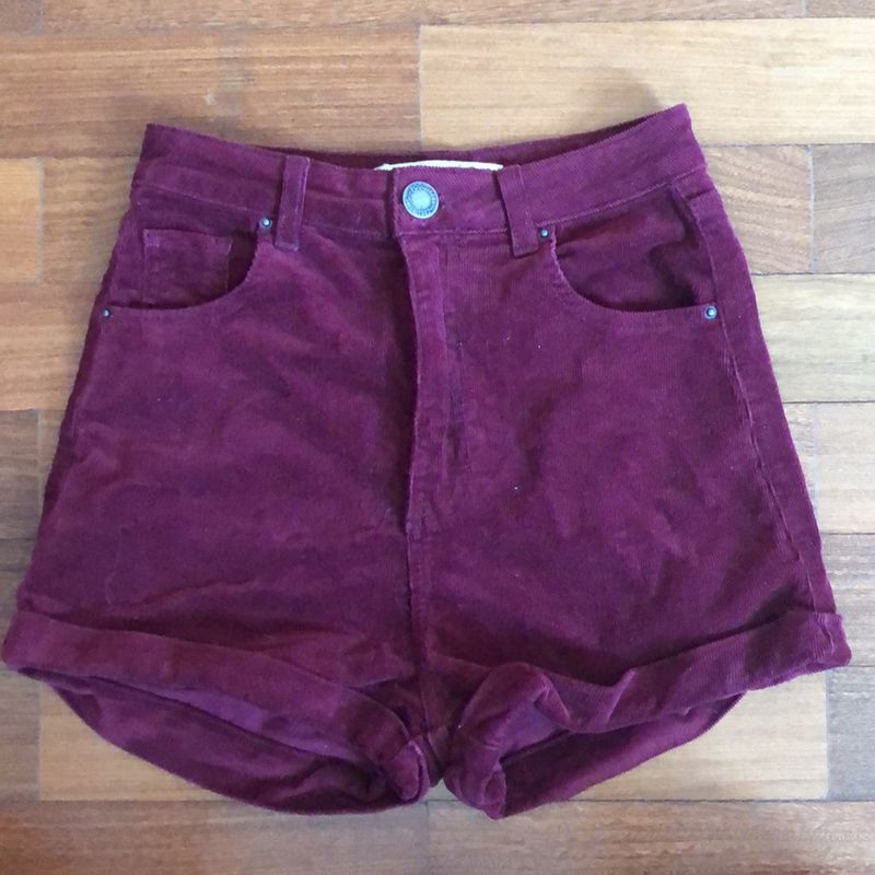 Short de best sale veludo cintura alta