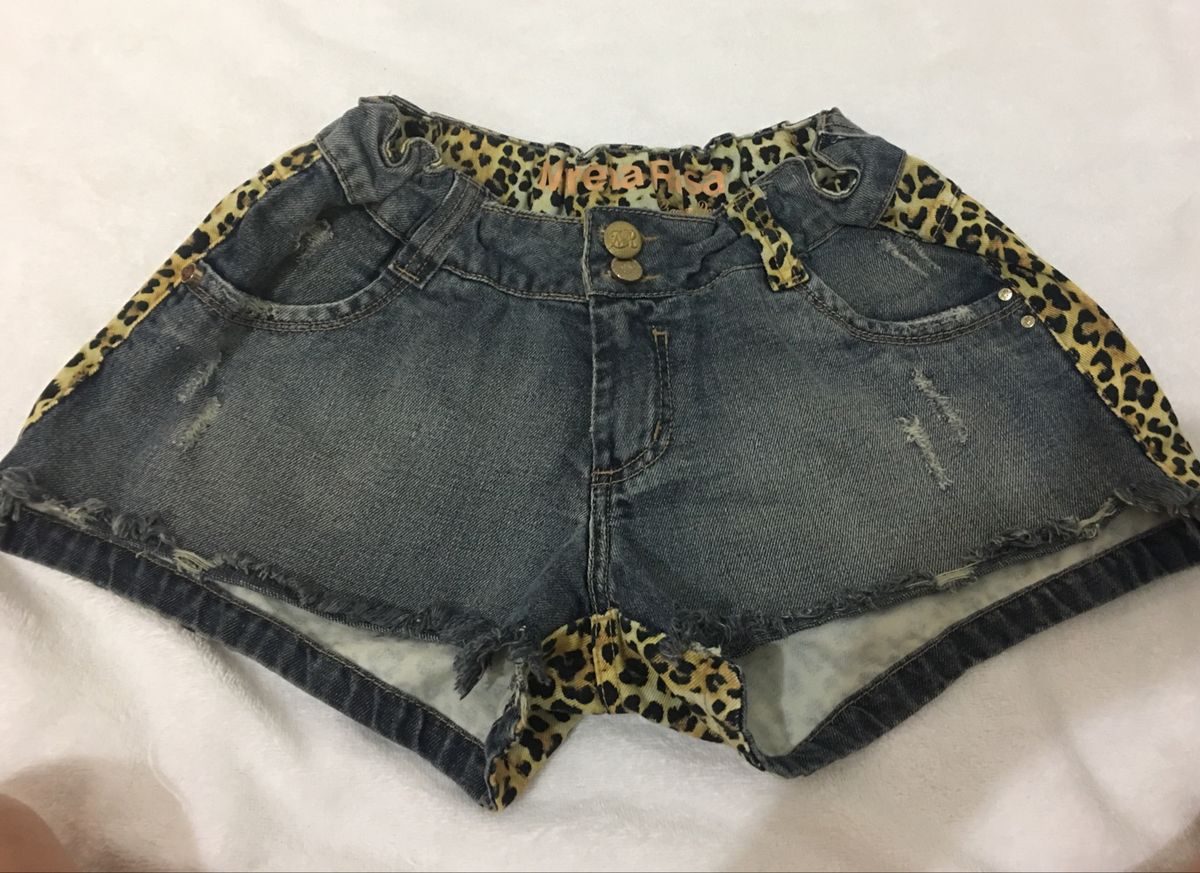 short de oncinha jeans