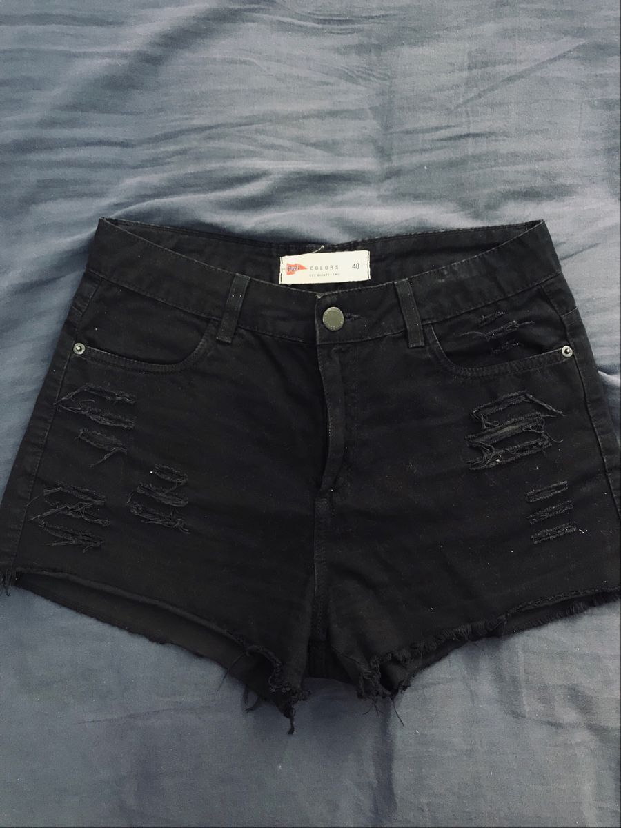 short curto cintura alta preto