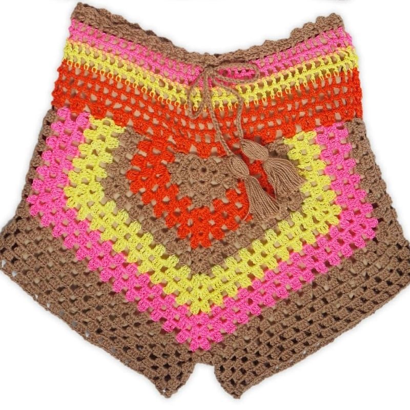 Short de Croche Nude Neon Cintura Alta Ajustável com Forro Hot Pant  Tendência Look Praia 2025 P Moda Praia Feminina Artesanal Nunca Usado  110732928