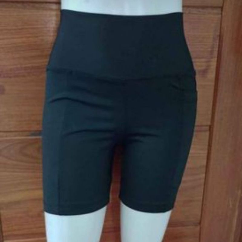 Short Feminino YUNOGA Motociclista - Cintura Alta Com Bolsos