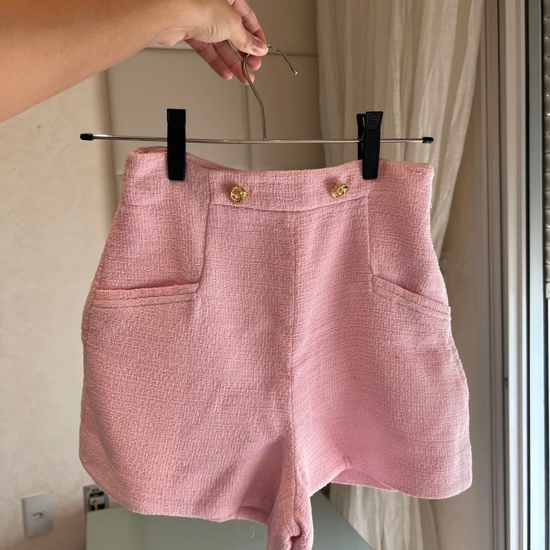 Short de Tweed Rosa Zara Shorts Feminino Zara Usado 84622402 enjoei