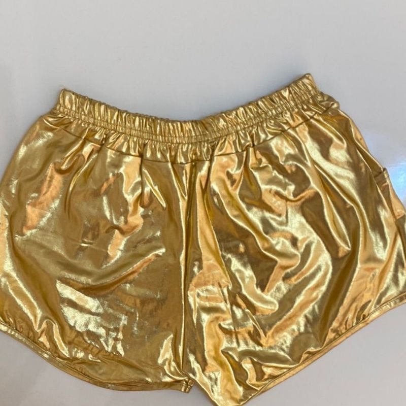 Shorts Feminino Com Cordinhas Estampa Dourado - INSANO