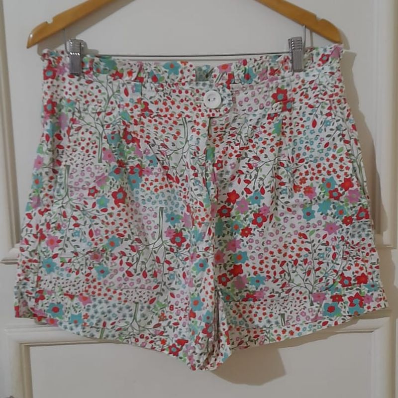 Short florido store feminino cintura alta