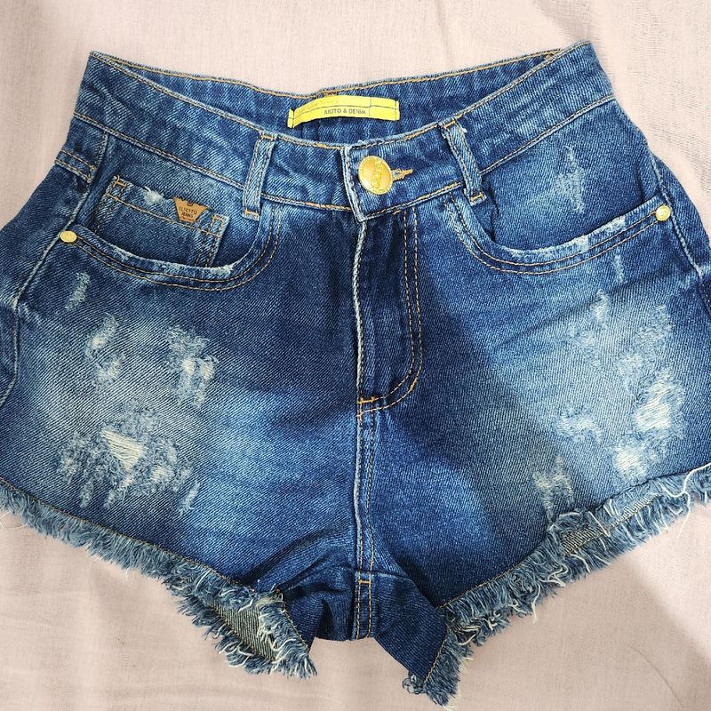 Short Cinza Jeans Curto e Justo Y2k Demin Brim Cyber Casual Estiloso Liso  com Cordão e Bolso, Shorts Feminino Lovito Nunca Usado 93315314