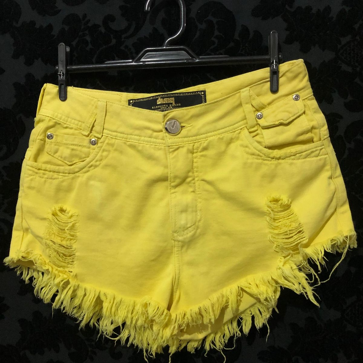 Shorts jeans 2024 amarelo feminino