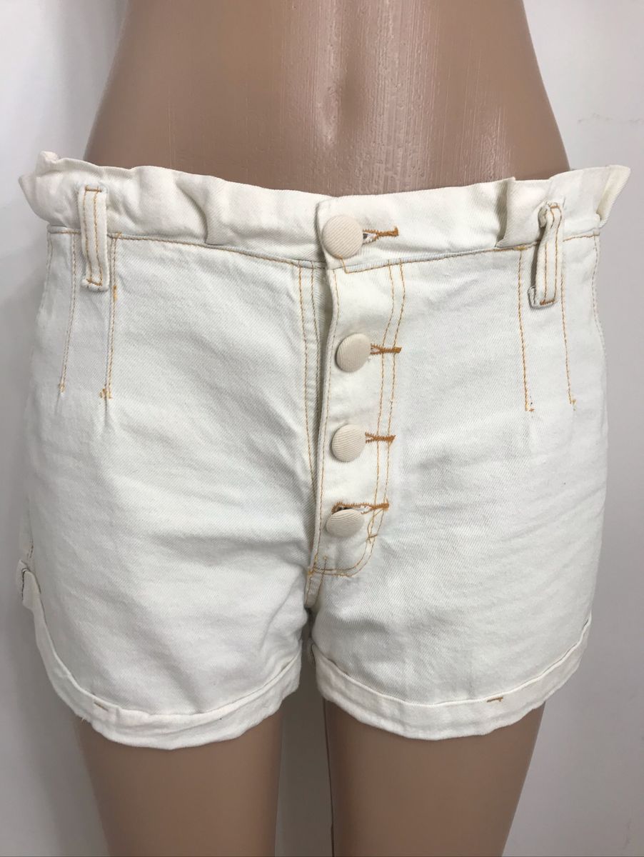 short jeans bege feminino