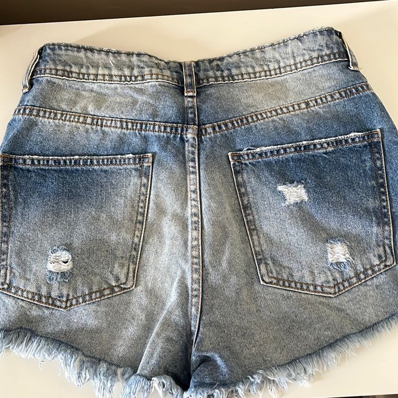 Short Jeans Curto Strass Barra Dobrada, Shorts Feminino Renner - Blue  Steel Usado 84188523
