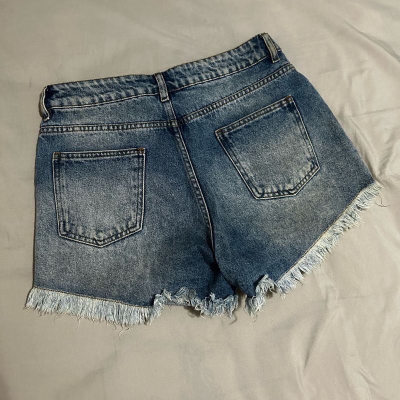 Short Jeans Jeans Bordado Em Pedraria O Carnaval Bermuda Jeans