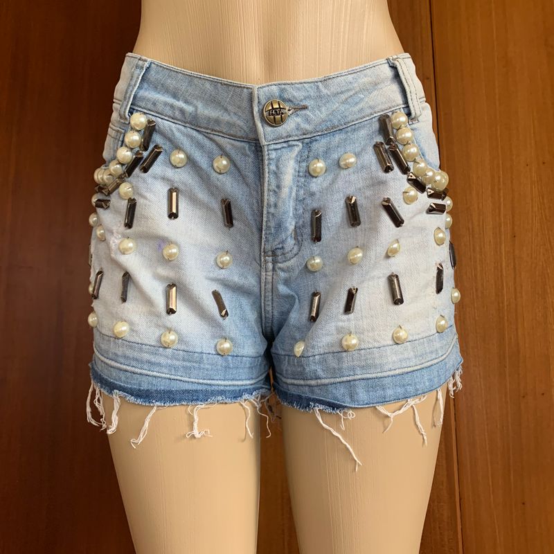 Shorts jeans bordados hot sale com pedrarias comprar