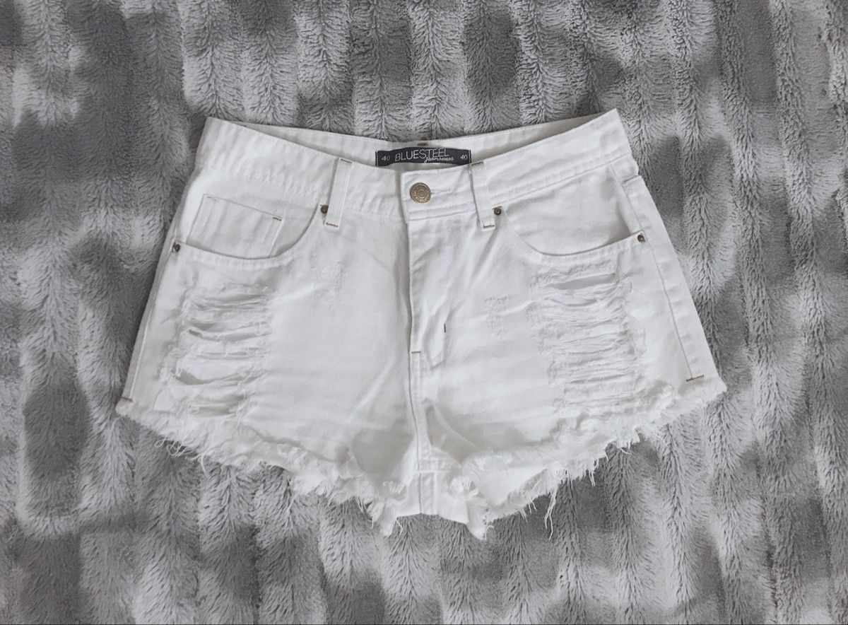 short branco feminino jeans