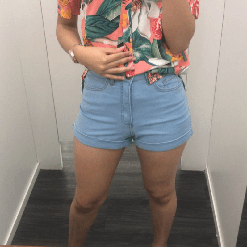 Short jeans store cintura alta c&a