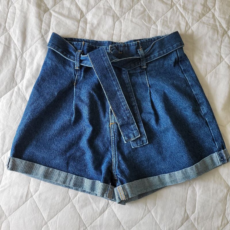 Short jeans com amarração best sale na cintura