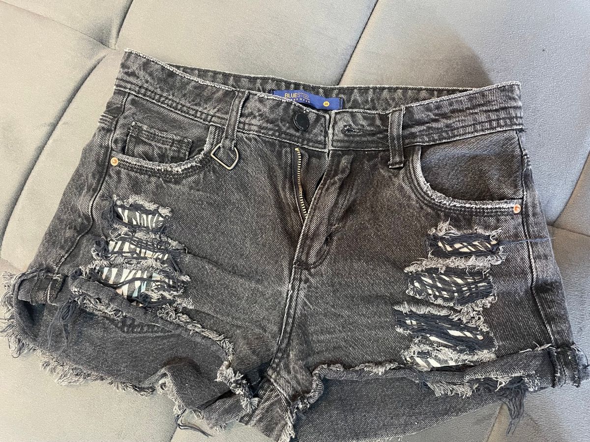 Short Cinza Jeans Curto e Justo Y2k Demin Brim Cyber Casual Estiloso Liso  com Cordão e Bolso, Shorts Feminino Lovito Nunca Usado 93315314