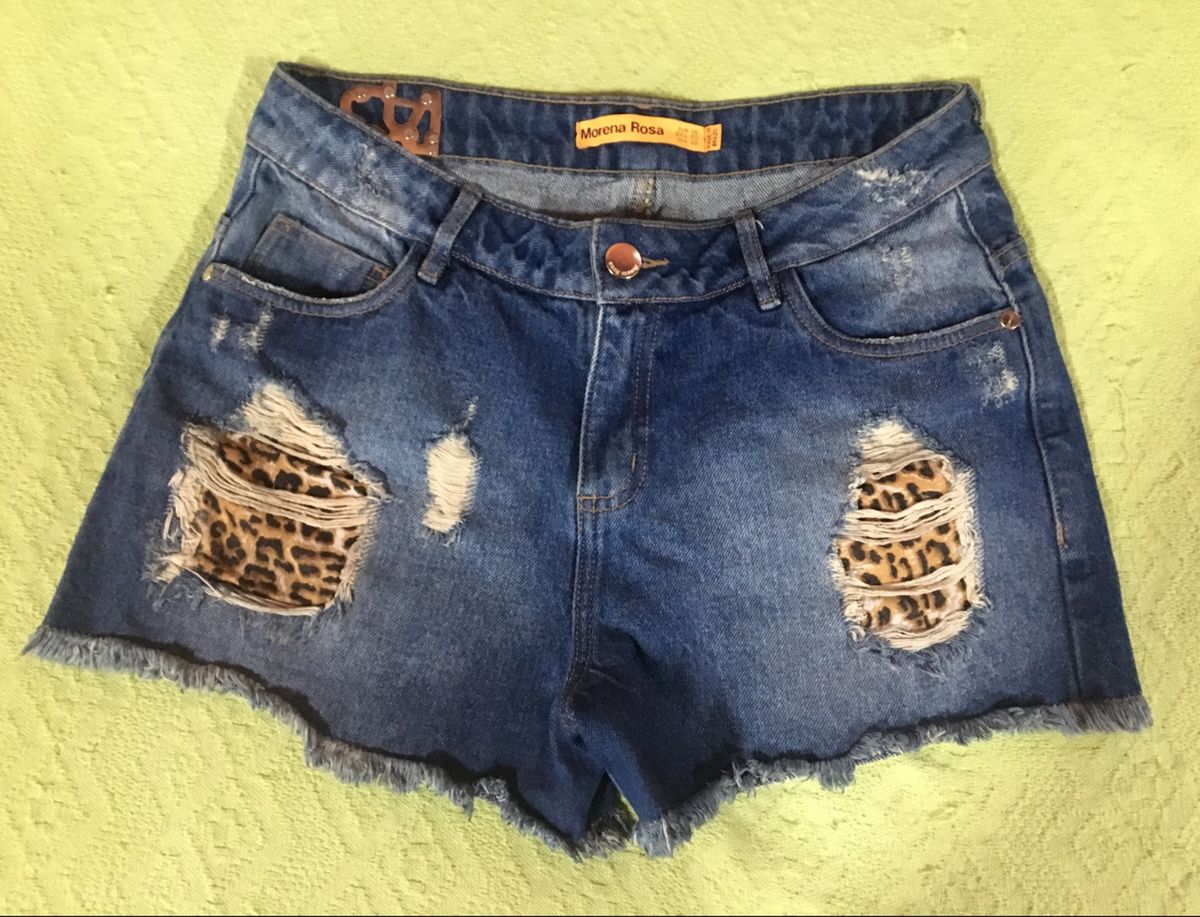 short de oncinha jeans