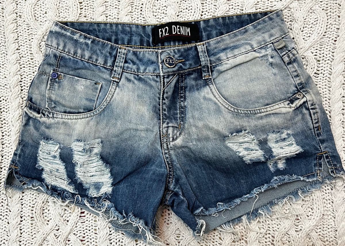 Short Jeans Degrade  Shorts Feminino Fx2 Denim Usado 94538825