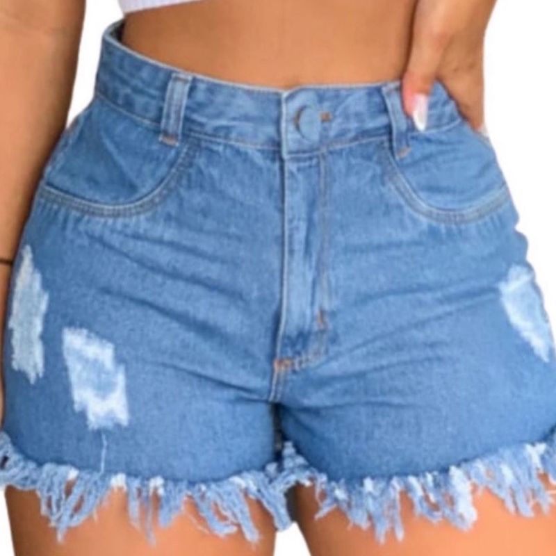 Shorts Jeans Curto Shortinhos Bermuda Feminina Desfiado Roupa