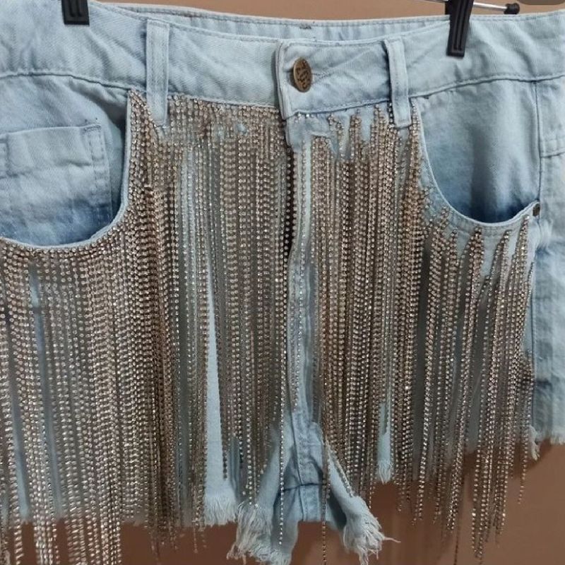 Shorts jeans hot sale com strass