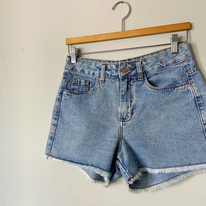 Short Jeans Feminino Curto Com Bolsos Azul