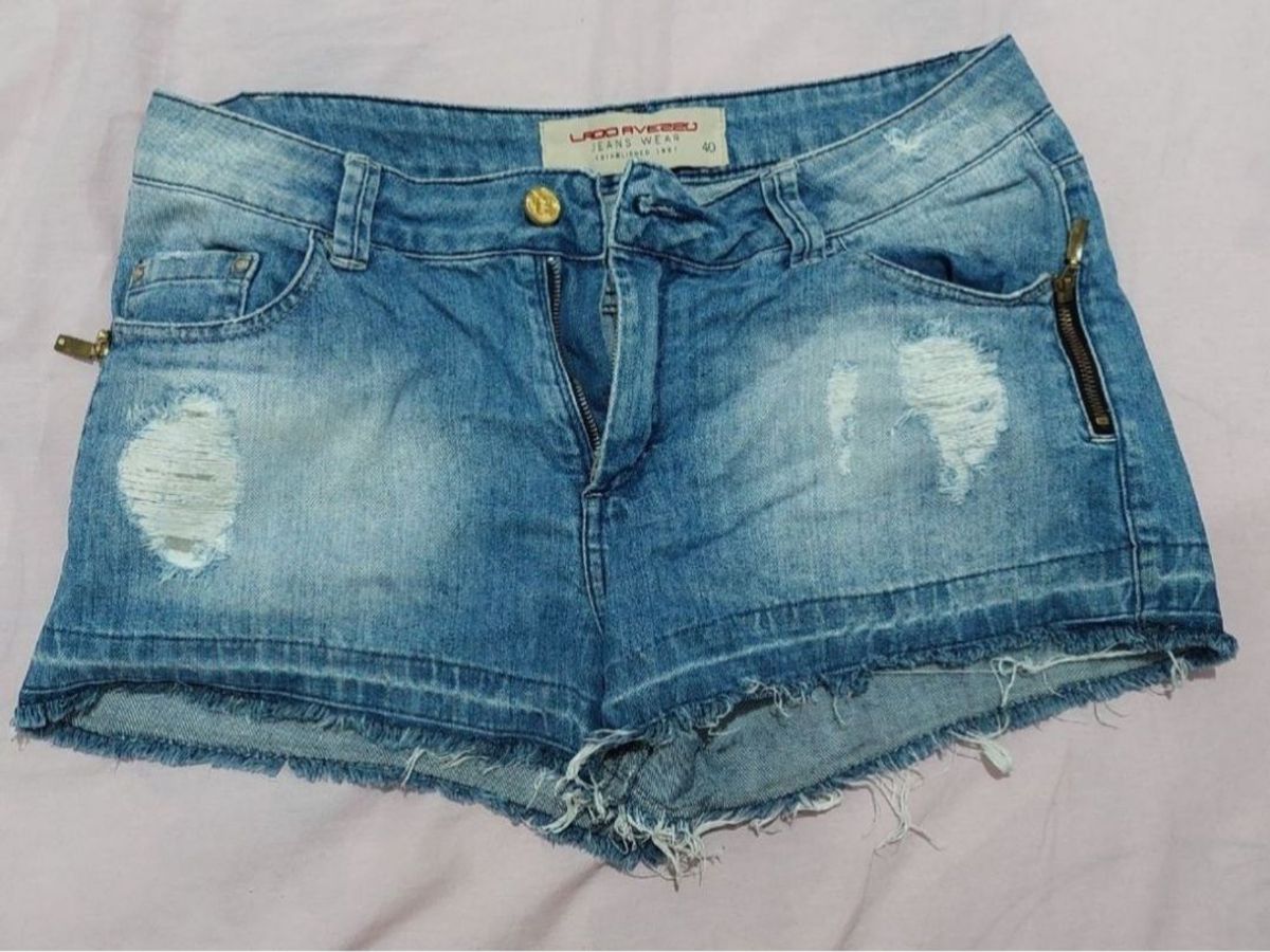 Shorts com best sale laço jeans