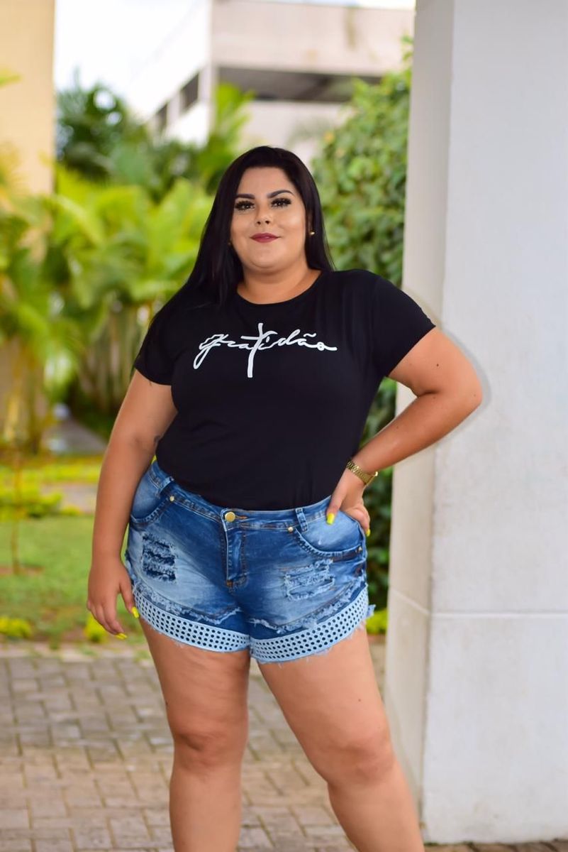 short jeans feminino plus size