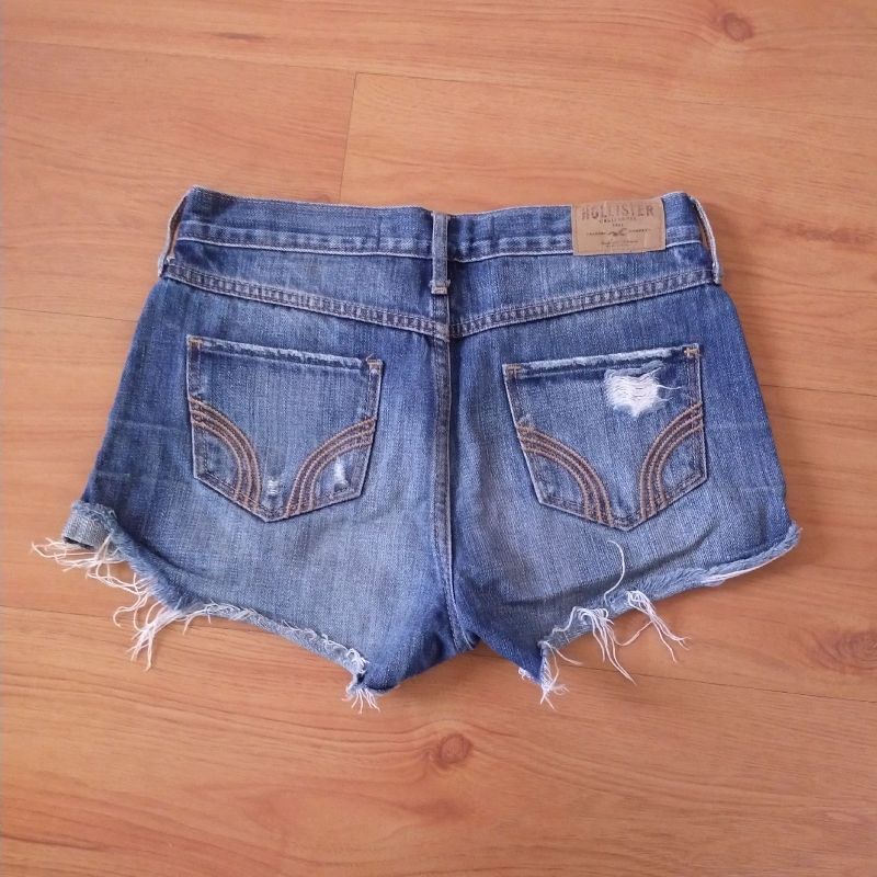 Short Azul Jeans Hollister, Shorts Feminino Hollister Usado 96330248