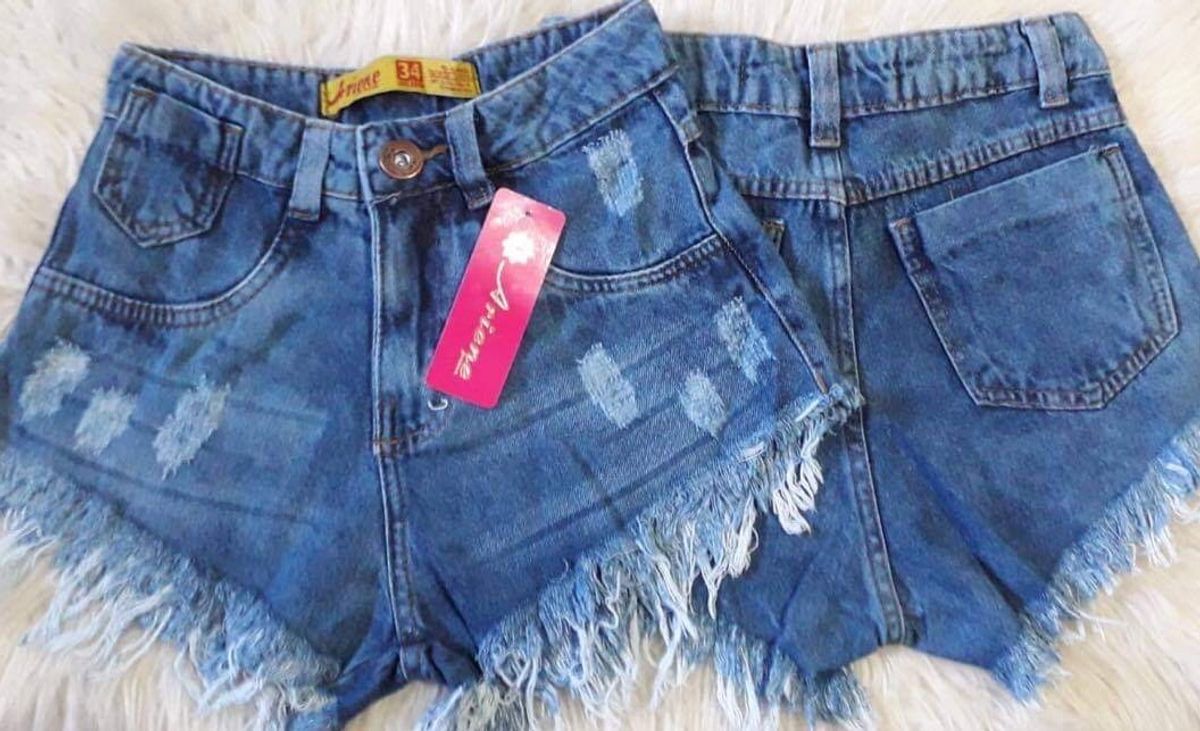 Shorts Jeans Feminino Rasgado  Shorts Feminino Ariene Nunca Usado