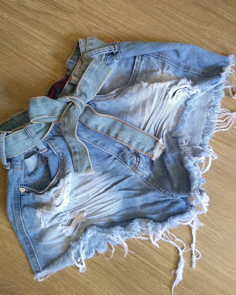 shorts jeans de amarrar na frente