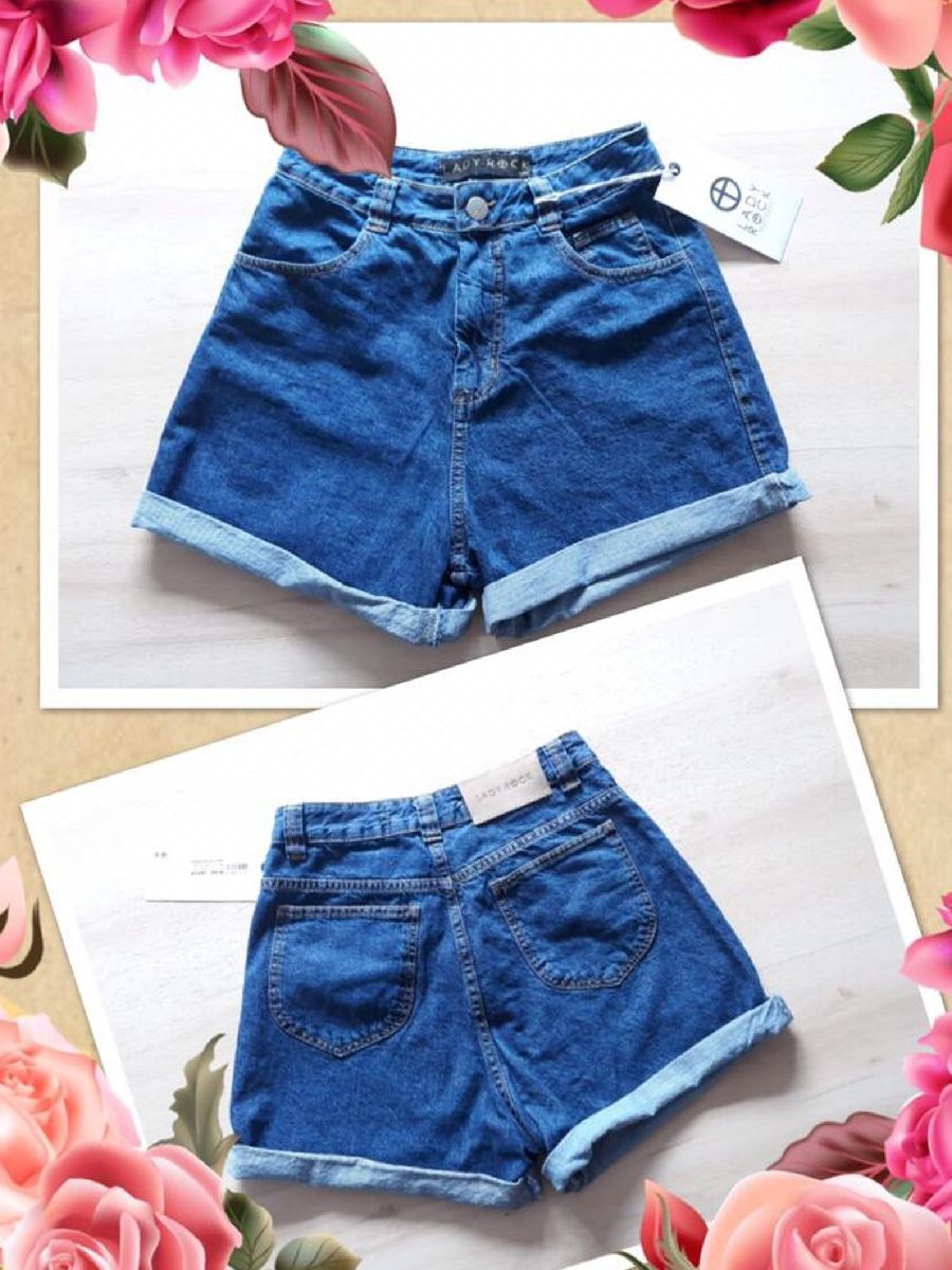 short jeans com lycra cintura alta