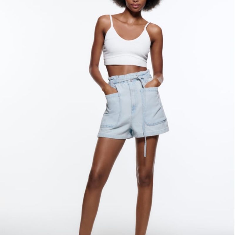 Short Jeans Paper Bag Zara Shorts Feminino Zara Nunca Usado