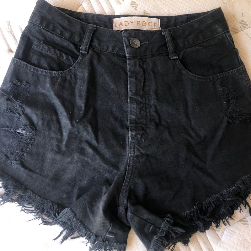 Short jeans preto lady hot sale rock