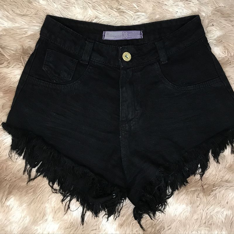 Short Jeans Preto Cintura Alta Shorts Feminino Nunca Usado