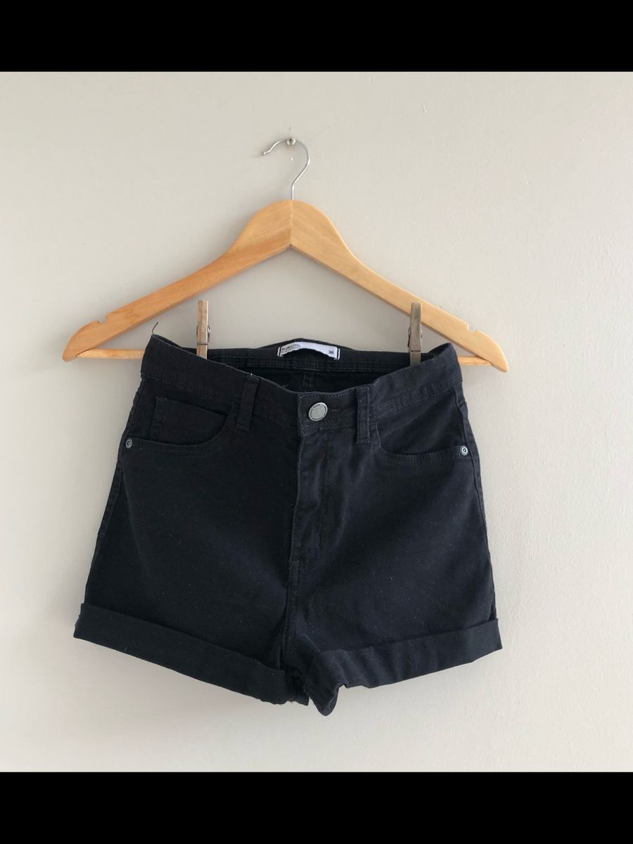 short jeans preto cintura alta