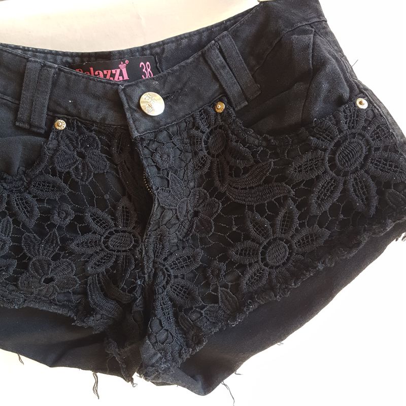 Short jeans com hot sale renda na frente