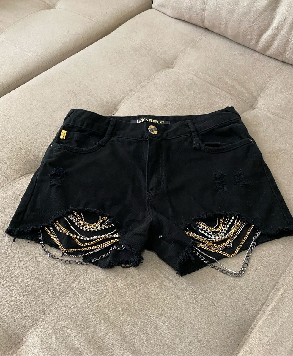 short preto jeans feminino