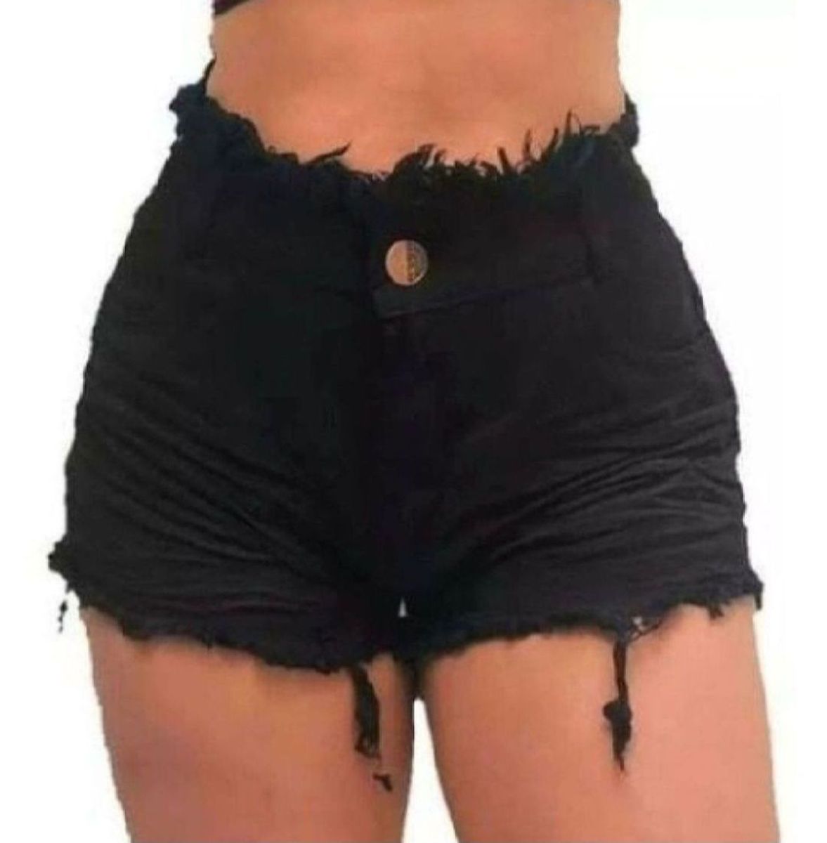 Short jeans hot sale preto desfiado