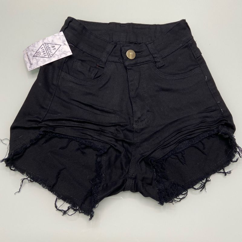 Short jeans best sale escuro desfiado