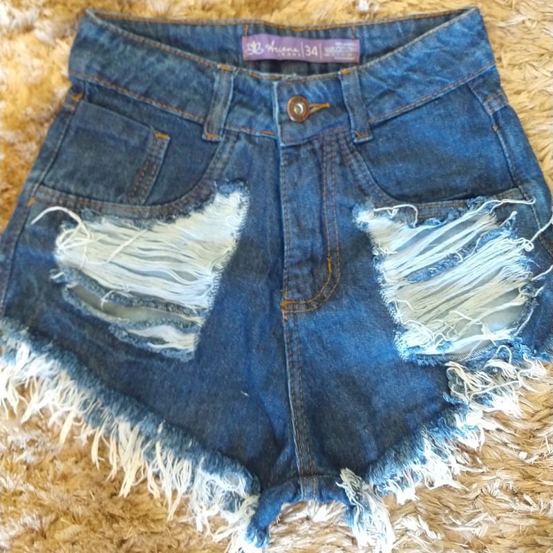 Short jeans rasgado e hot sale desfiado