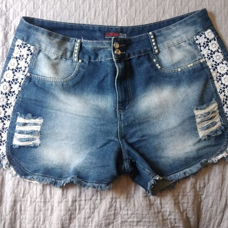 Short jeans com sales aplicações