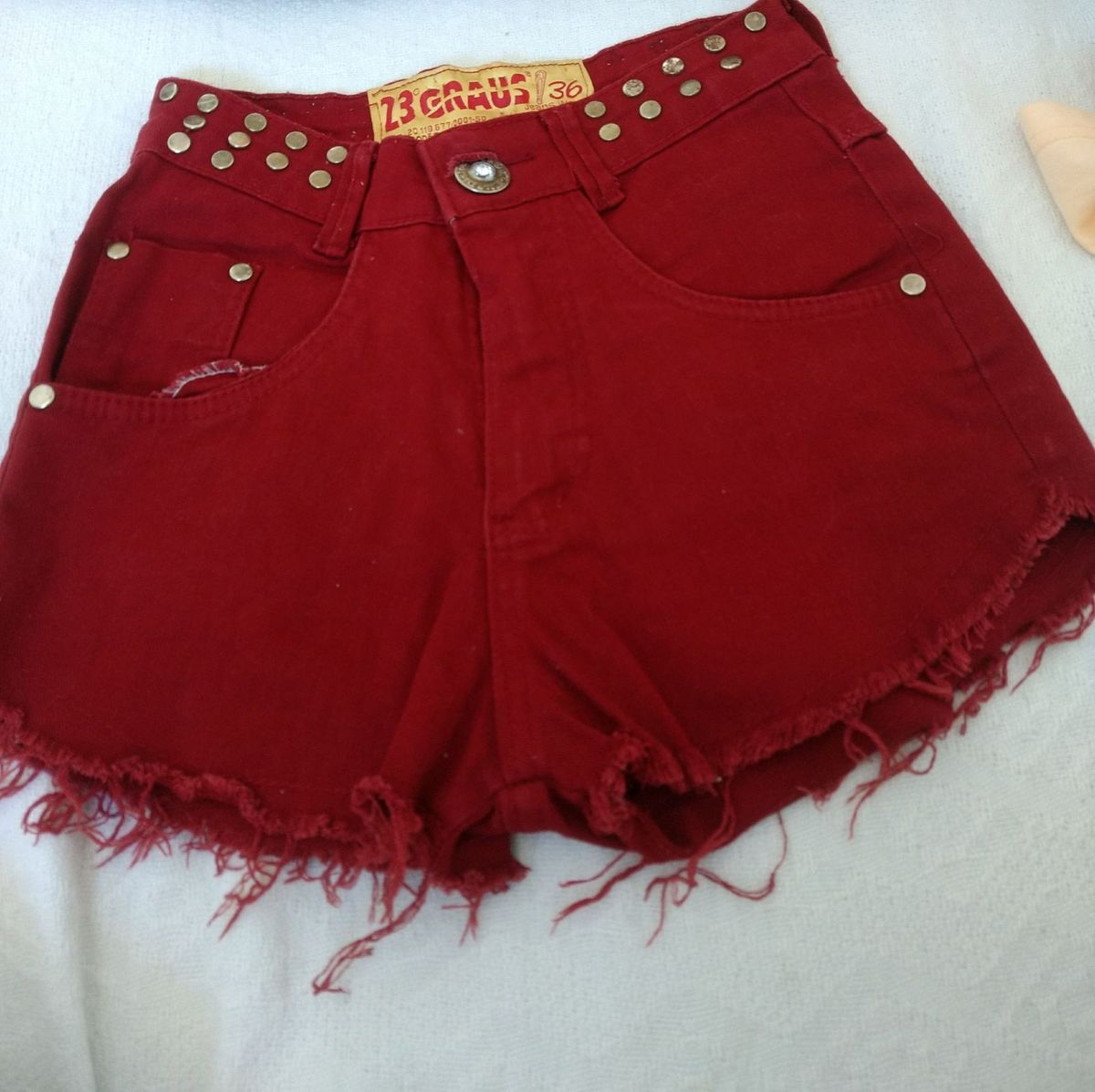 Short 2024 jeans vermelho