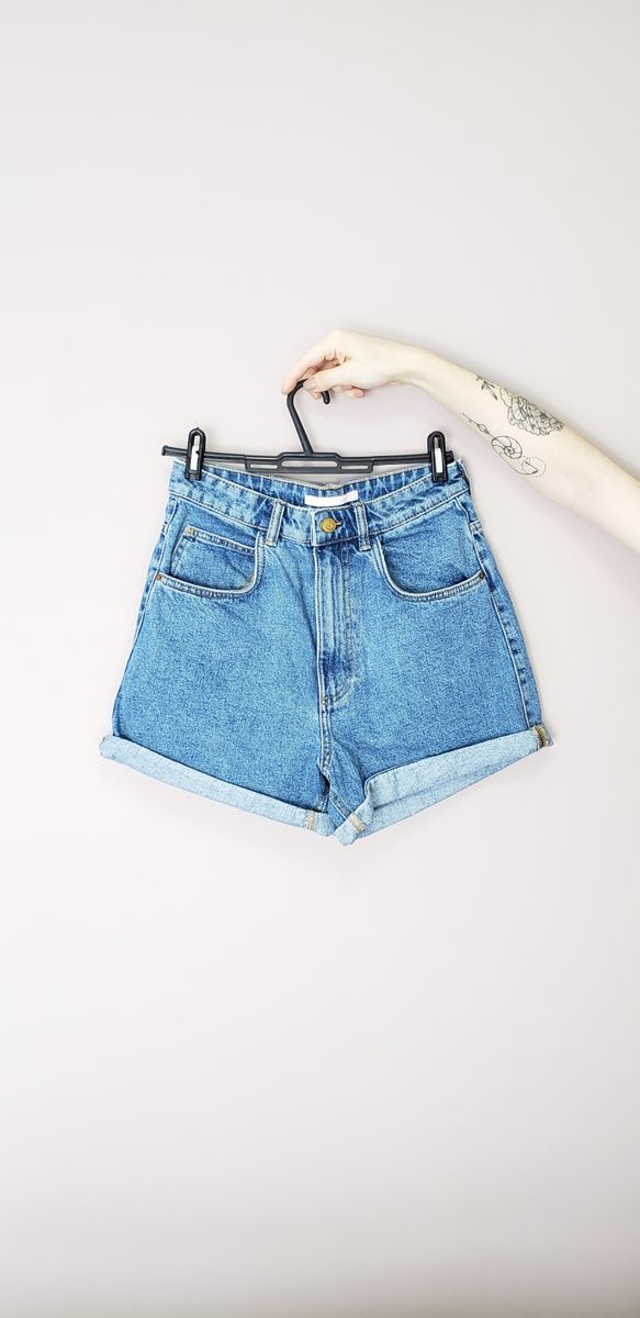 short jeans cintura alta zara