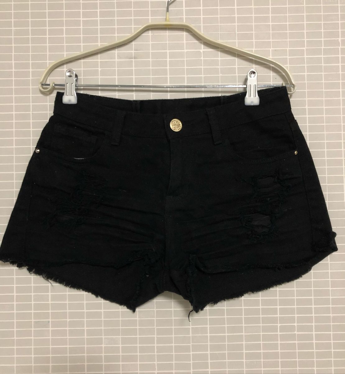 shorts preto cintura alta rasgado