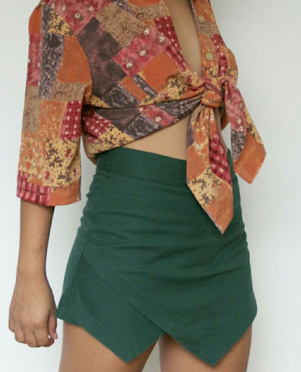 short saia assimétrico - short sem marca