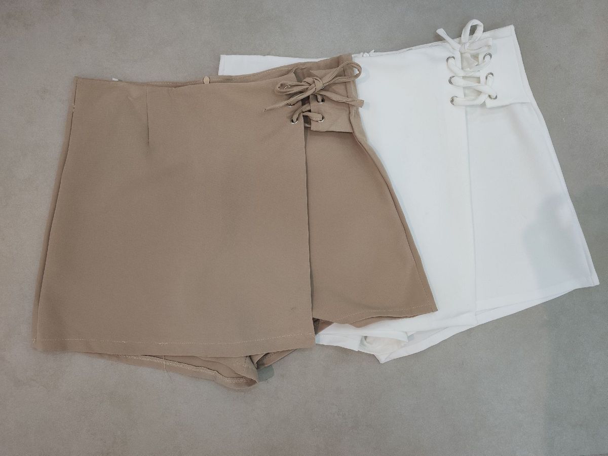 short saia branco alfaiataria