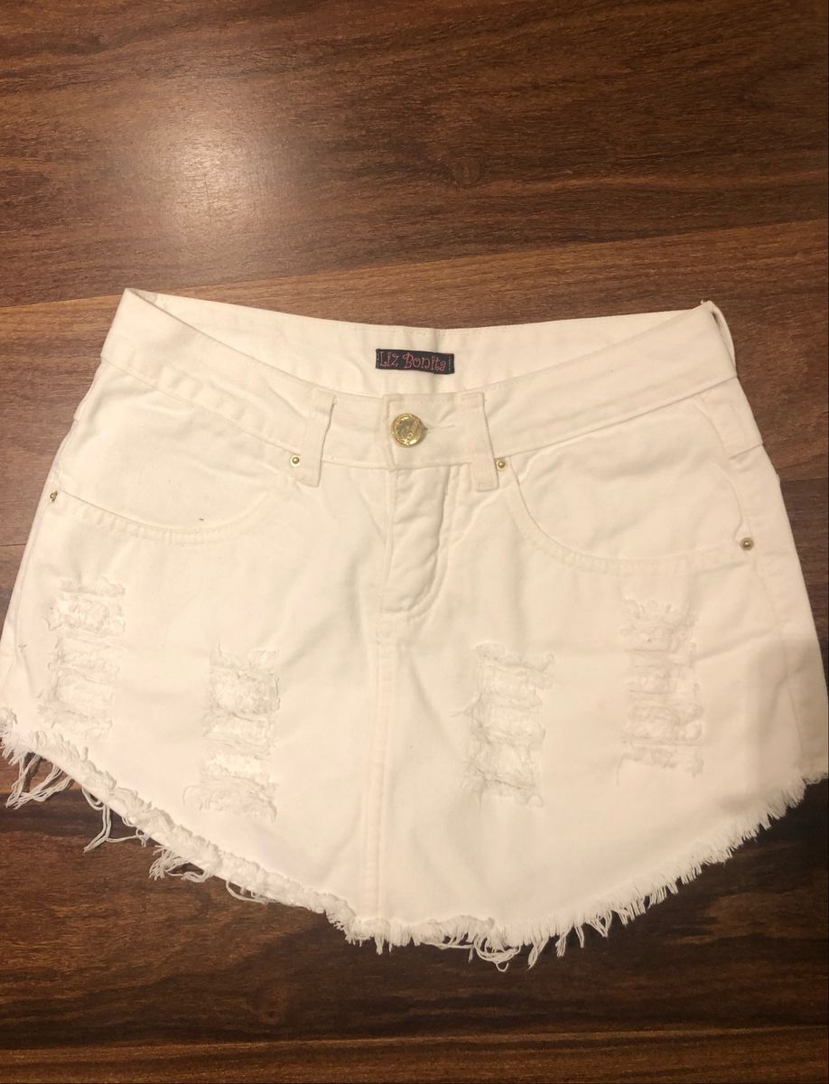 short saia jeans branco