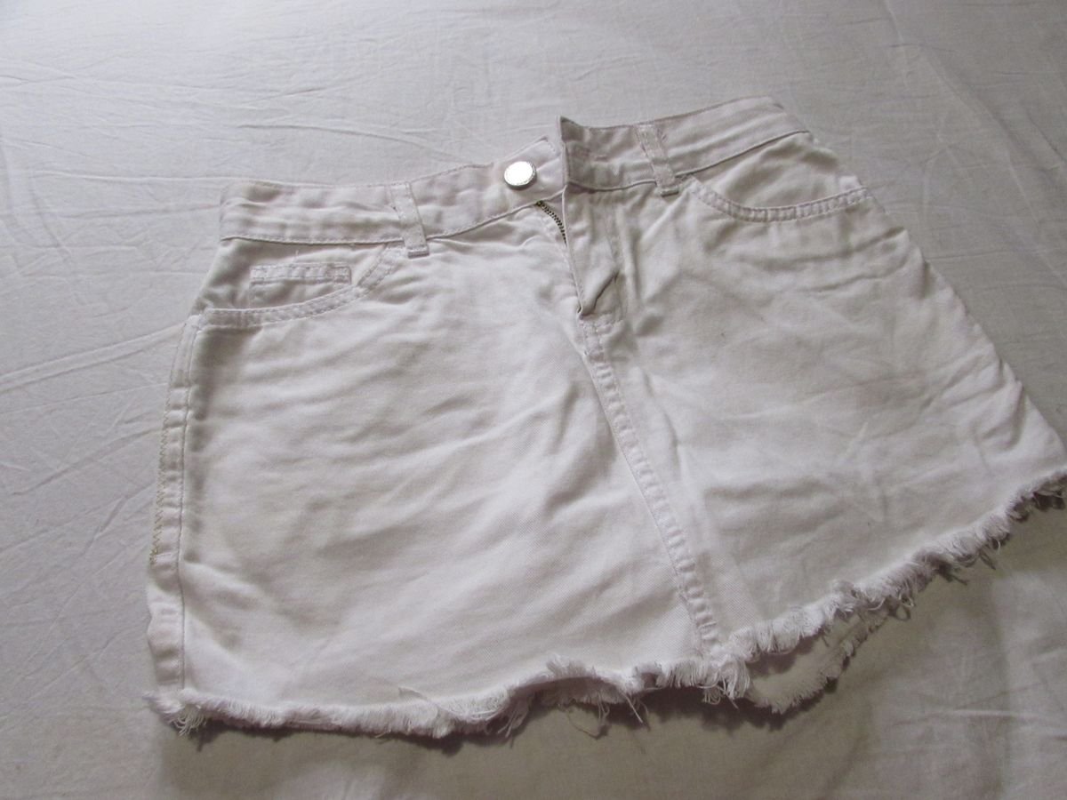 short saia jeans branco