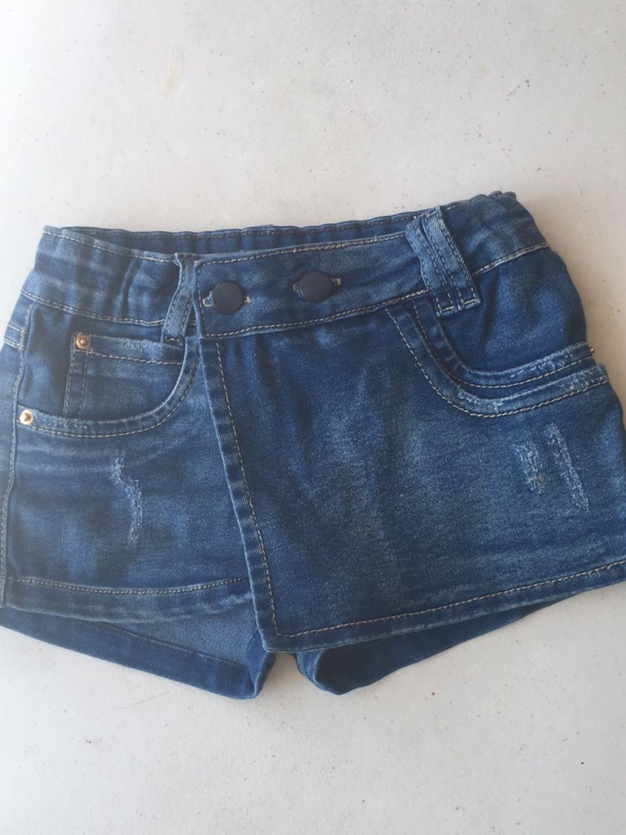 short saia infantil jeans